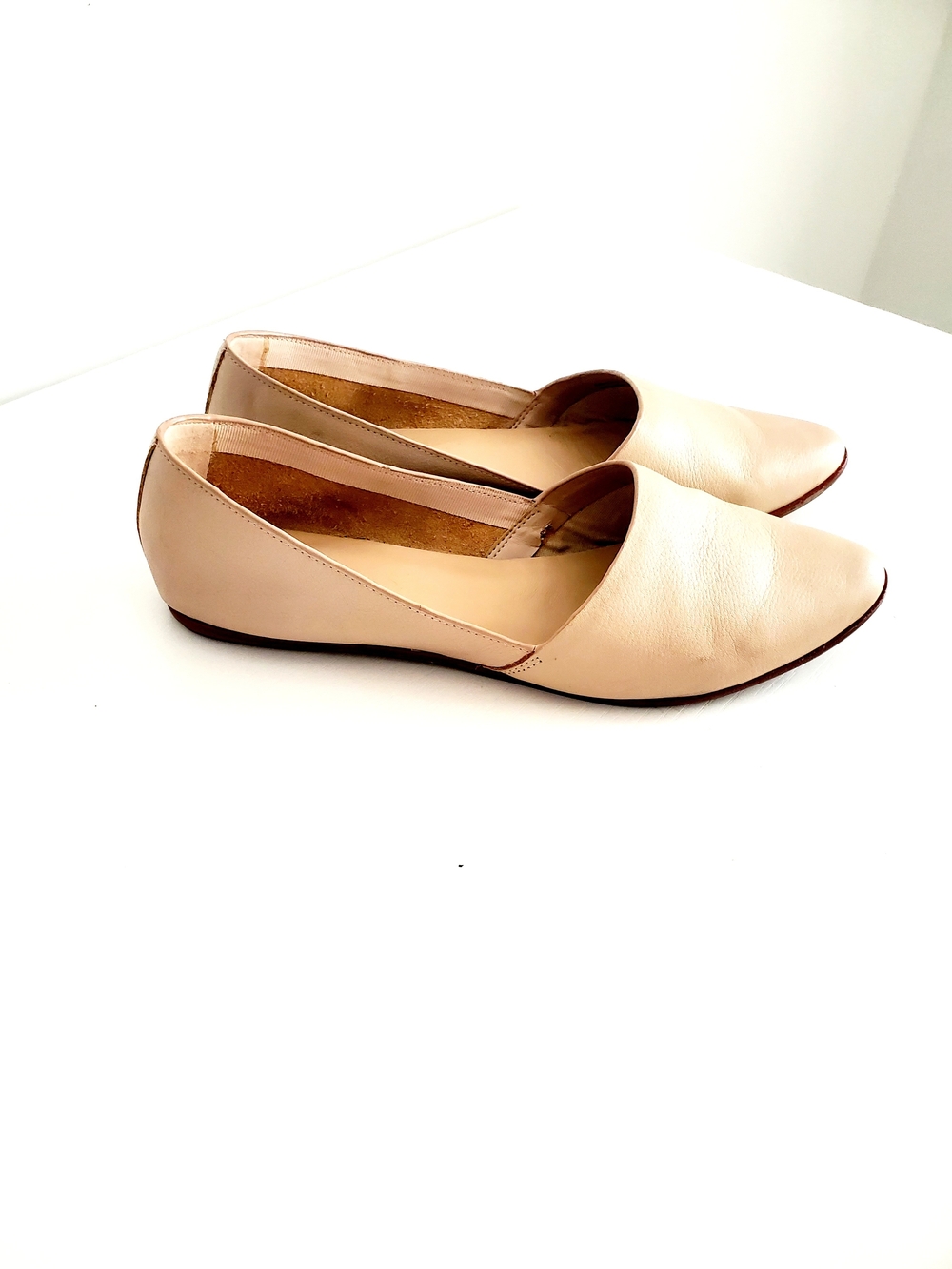 Aldo Nude Blush Leather Pointed Slip-On Flats
